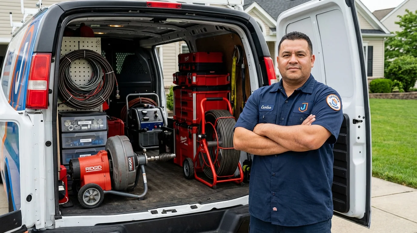 Professional drain cleaning equipment and Johns Plumbing LLC plumber in Fillmore