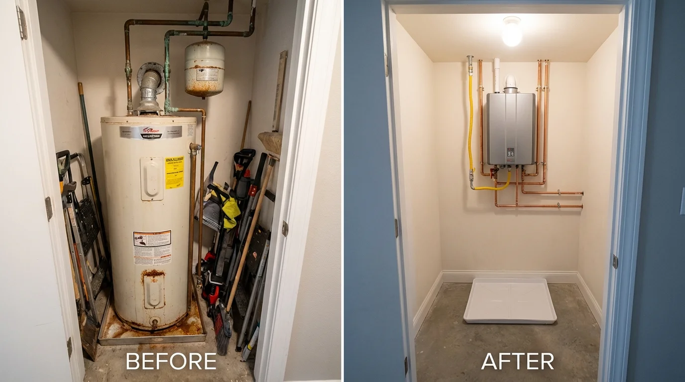Tank water heater versus wall-mounted tankless unit comparison for Fillmore, CA homeowners